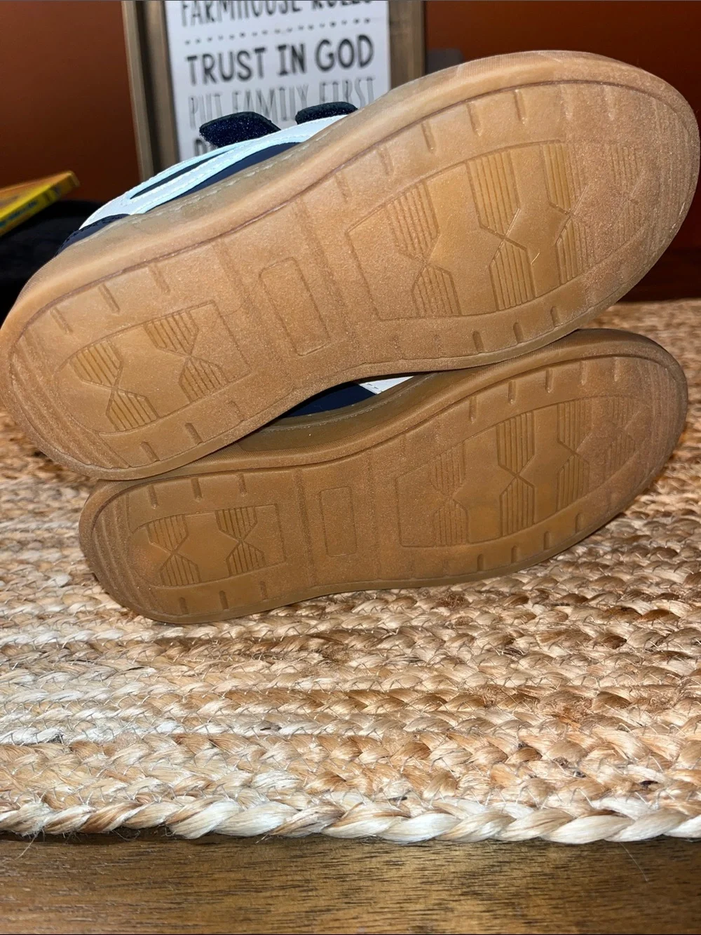 New Gymboree Navy and white Low-Top Sneakers with Double Velcro size 13